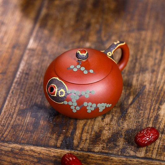 Yixing Zisha Teapot [Pine Needle Xishi] (Dahongpao - 260ml) - YIQIN TEA HOUSE | yiqinteahouse.com | 200-300ml, teapot, teaware, zisha teapot