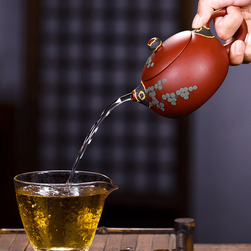 Yixing Zisha Teapot [Pine Needle Xishi] (Dahongpao - 260ml) - YIQIN TEA HOUSE | yiqinteahouse.com | 200-300ml, teapot, teaware, zisha teapot