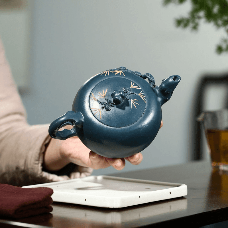 Yixing Zisha Teapot [Pine Needles] (Tian Qing Ni - 410ml) - YIQIN TEA HOUSE | yiqinteahouse.com | >300ml, teapot, teaware, zisha teapot