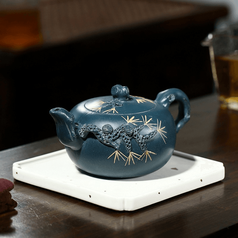 Yixing Zisha Teapot [Pine Needles] (Tian Qing Ni - 410ml) - YIQIN TEA HOUSE | yiqinteahouse.com | >300ml, teapot, teaware, zisha teapot