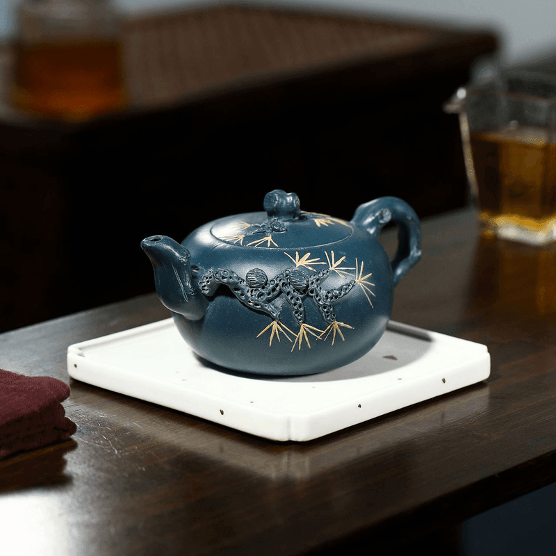 Yixing Zisha Teapot [Pine Needles] (Tian Qing Ni - 410ml) - YIQIN TEA HOUSE | yiqinteahouse.com | >300ml, teapot, teaware, zisha teapot