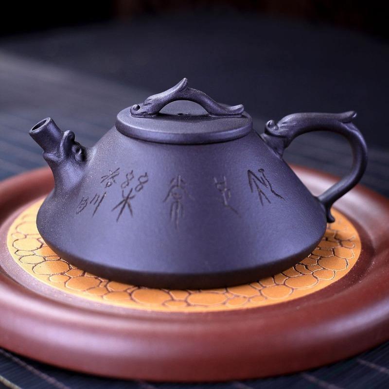 Yixing Zisha Teapot [Prosperity Dragon Piao] (Hei Ni - 160ml) - YIQIN TEA HOUSE | yiqinteahouse.com | <200ml, teapot, teaware, zisha teapot