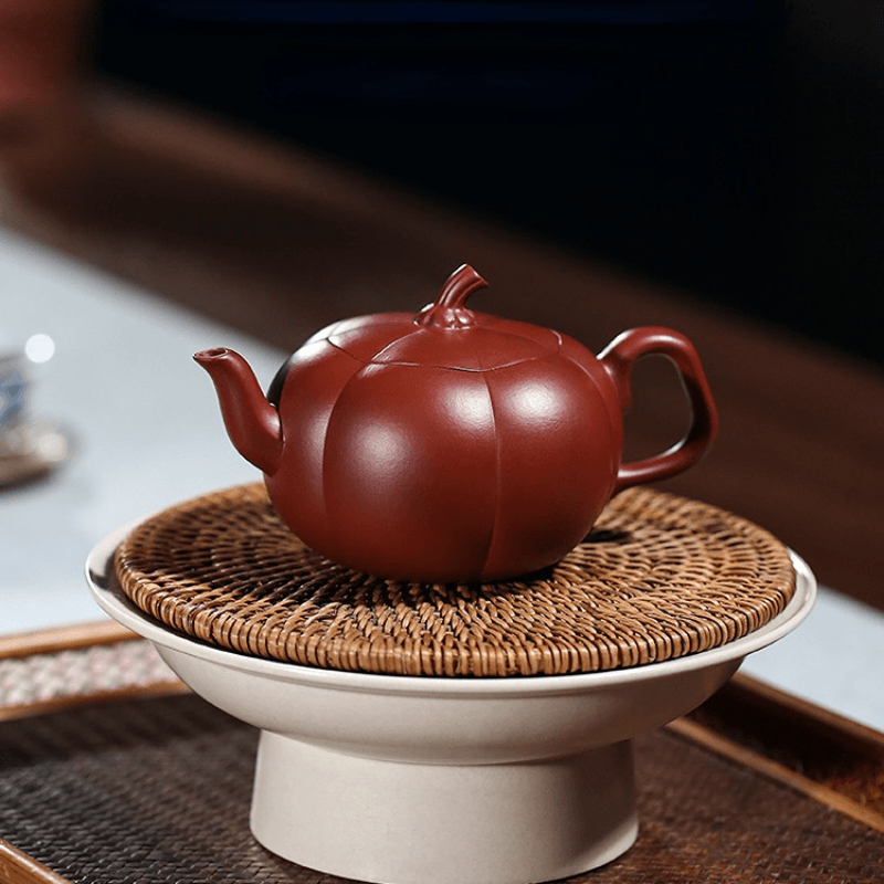 Yixing Zisha Teapot [Pumpkin Pot] (Dahongpao - 200ml) - YIQIN TEA HOUSE | yiqinteahouse.com | 200-300ml, new arrival, teapot, teaware, zisha teapot