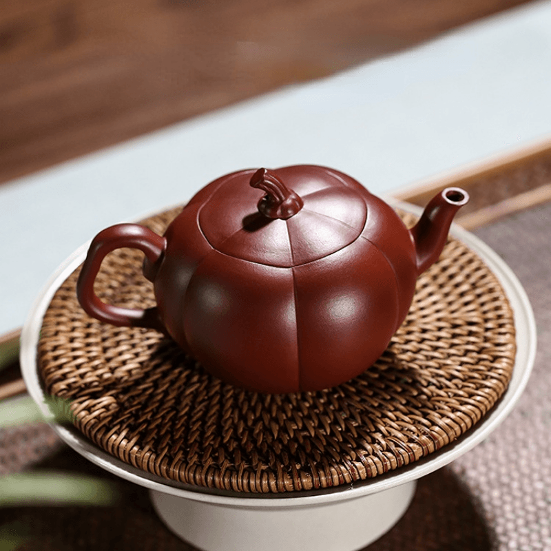 Yixing Zisha Teapot [Pumpkin Pot] (Dahongpao - 200ml) - YIQIN TEA HOUSE | yiqinteahouse.com | 200-300ml, new arrival, teapot, teaware, zisha teapot