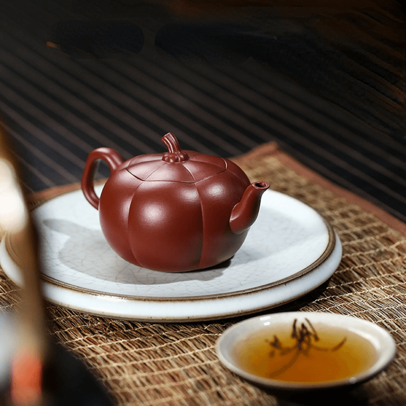 Yixing Zisha Teapot [Pumpkin Pot] (Dahongpao - 200ml) - YIQIN TEA HOUSE | yiqinteahouse.com | 200-300ml, new arrival, teapot, teaware, zisha teapot