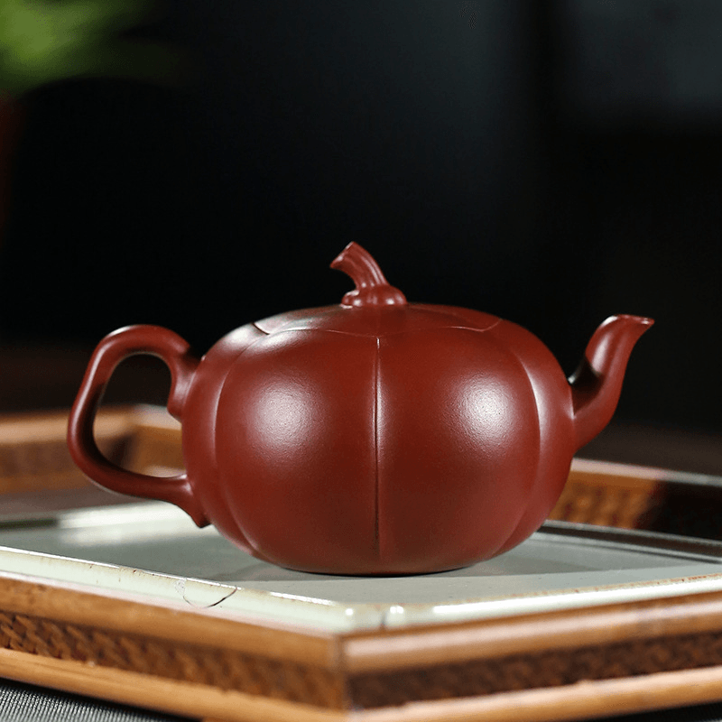 Yixing Zisha Teapot [Pumpkin Pot] (Dahongpao - 200ml) - YIQIN TEA HOUSE | yiqinteahouse.com | 200-300ml, new arrival, teapot, teaware, zisha teapot