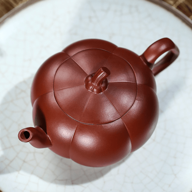 Yixing Zisha Teapot [Pumpkin Pot] (Dahongpao - 200ml) - YIQIN TEA HOUSE | yiqinteahouse.com | 200-300ml, new arrival, teapot, teaware, zisha teapot