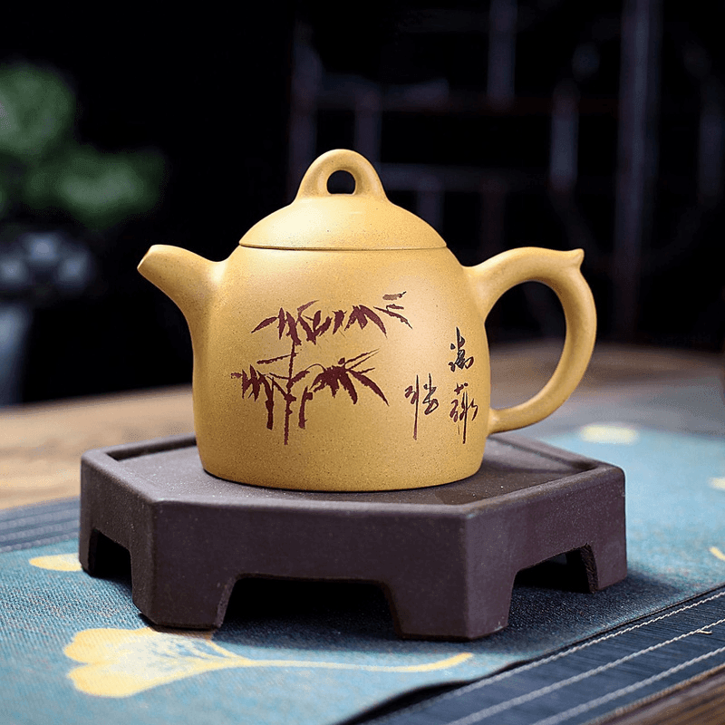 Yixing Zisha Teapot [Qinqu Qinquan] (Huangjin Duan Ni - 310ml) - YIQIN TEA HOUSE | yiqinteahouse.com | >300ml, teapot, teaware, zisha teapot