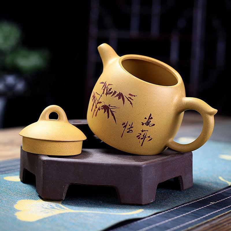 Yixing Zisha Teapot [Qinqu Qinquan] (Huangjin Duan Ni - 310ml) - YIQIN TEA HOUSE | yiqinteahouse.com | >300ml, teapot, teaware, zisha teapot