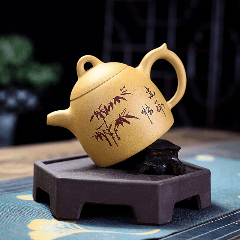 Yixing Zisha Teapot [Qinqu Qinquan] (Huangjin Duan Ni - 310ml) - YIQIN TEA HOUSE | yiqinteahouse.com | >300ml, teapot, teaware, zisha teapot