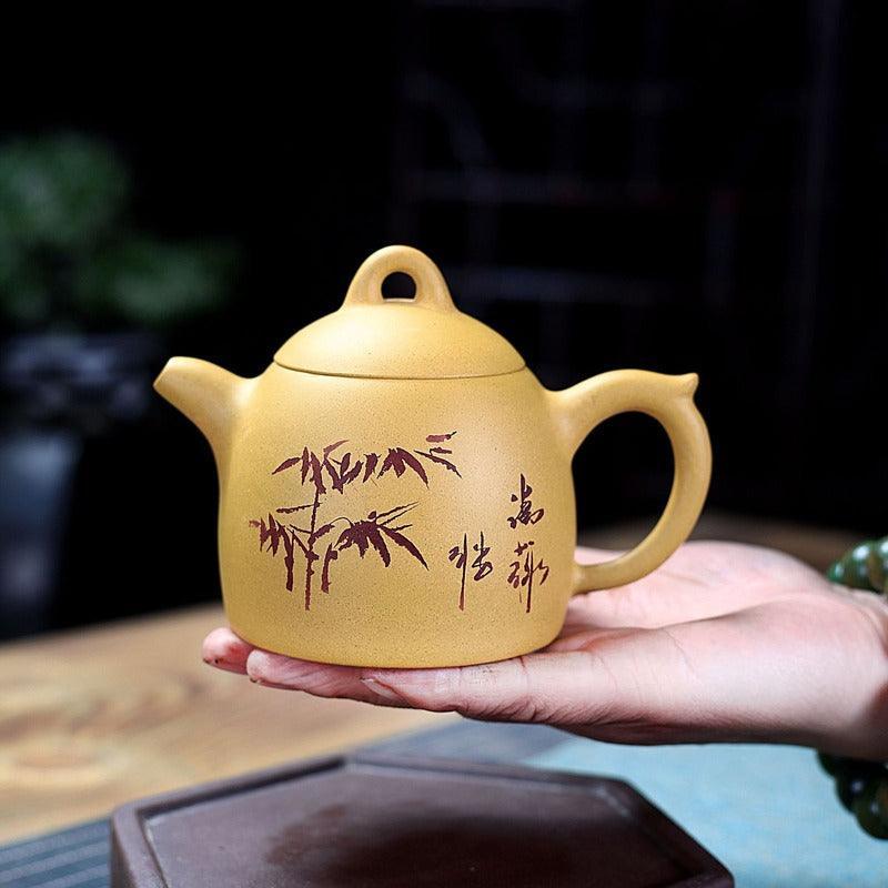 Yixing Zisha Teapot [Qinqu Qinquan] (Huangjin Duan Ni - 310ml) - YIQIN TEA HOUSE | yiqinteahouse.com | >300ml, teapot, teaware, zisha teapot