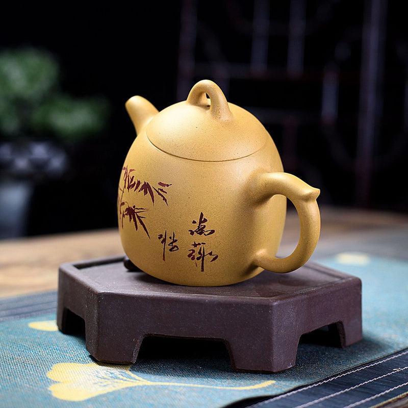 Yixing Zisha Teapot [Qinqu Qinquan] (Huangjin Duan Ni - 310ml) - YIQIN TEA HOUSE | yiqinteahouse.com | >300ml, teapot, teaware, zisha teapot