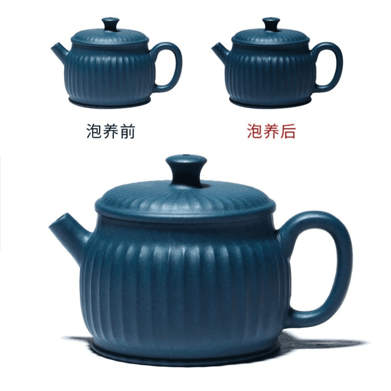 Yixing Purple Clay Teapot [Ribbed Jing Quan] | 宜兴紫砂壶 原矿天青泥 [筋纹井泉] - YIQIN TEA HOUSE 一沁茶舍  |  yiqinteahouse.com