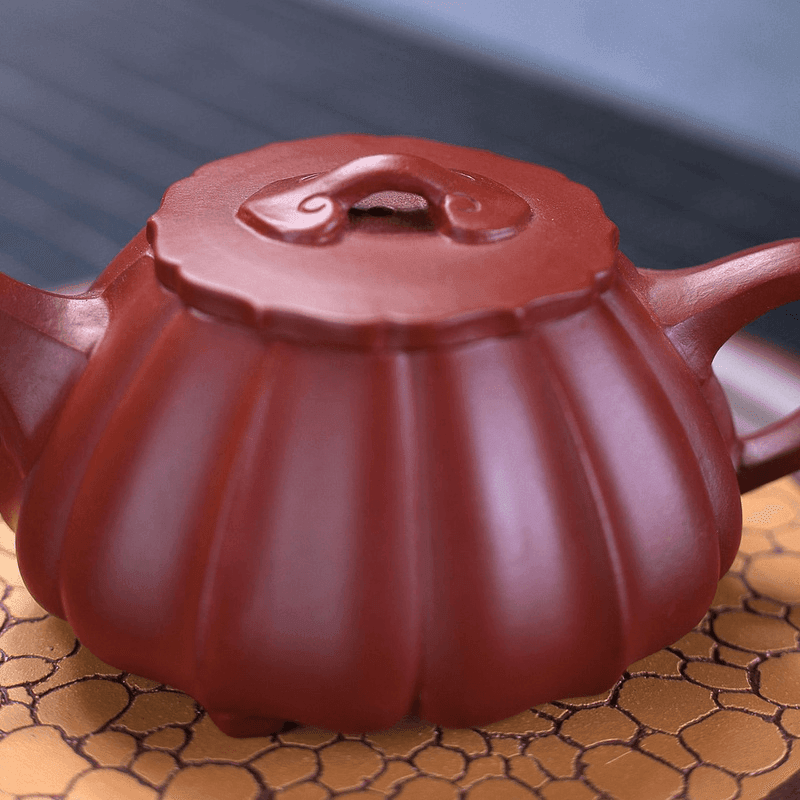 Yixing Zisha Teapot [Ribbed Shi Piao] (Dahongpao -200ml) - YIQIN TEA HOUSE | yiqinteahouse.com | 200-300ml, teapot, teaware, zisha teapot