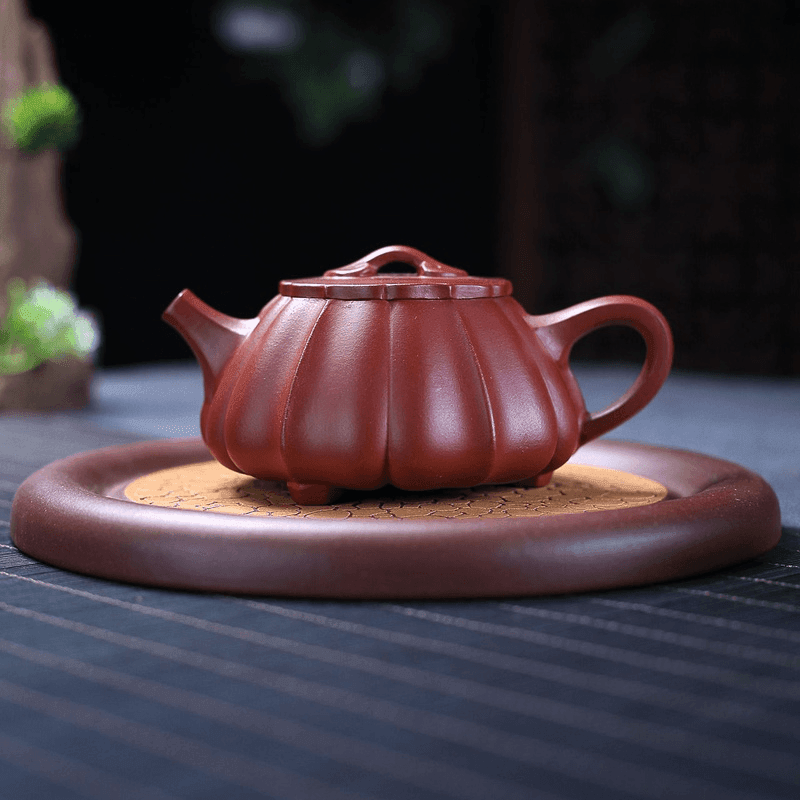 Yixing Zisha Teapot [Ribbed Shi Piao] (Dahongpao -200ml) - YIQIN TEA HOUSE | yiqinteahouse.com | 200-300ml, teapot, teaware, zisha teapot