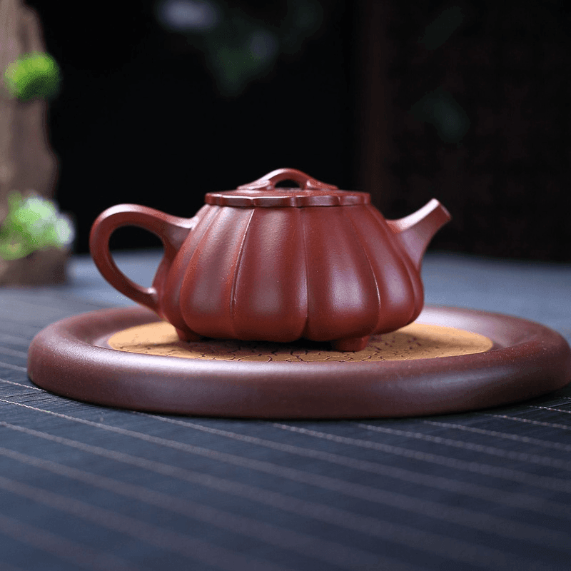 Yixing Zisha Teapot [Ribbed Shi Piao] (Dahongpao -200ml) - YIQIN TEA HOUSE | yiqinteahouse.com | 200-300ml, teapot, teaware, zisha teapot