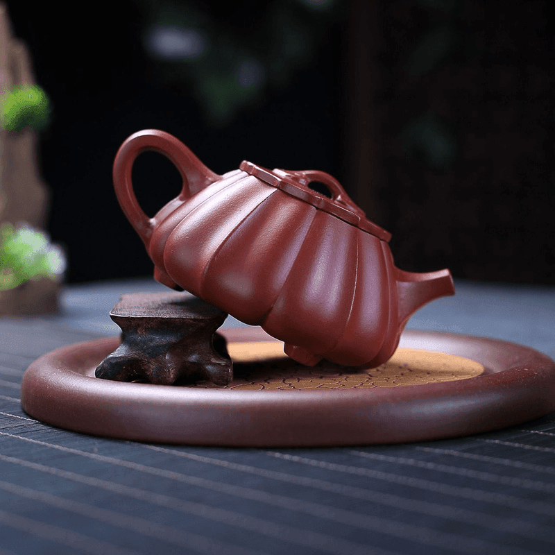 Yixing Zisha Teapot [Ribbed Shi Piao] (Dahongpao -200ml) - YIQIN TEA HOUSE | yiqinteahouse.com | 200-300ml, teapot, teaware, zisha teapot