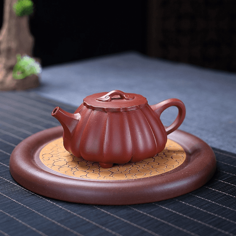 Yixing Zisha Teapot [Ribbed Shi Piao] (Dahongpao -200ml) - YIQIN TEA HOUSE | yiqinteahouse.com | 200-300ml, teapot, teaware, zisha teapot