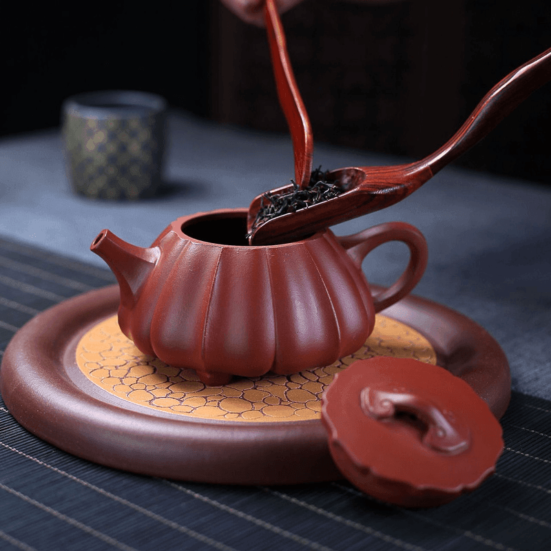 Yixing Zisha Teapot [Ribbed Shi Piao] (Dahongpao -200ml) - YIQIN TEA HOUSE | yiqinteahouse.com | 200-300ml, teapot, teaware, zisha teapot