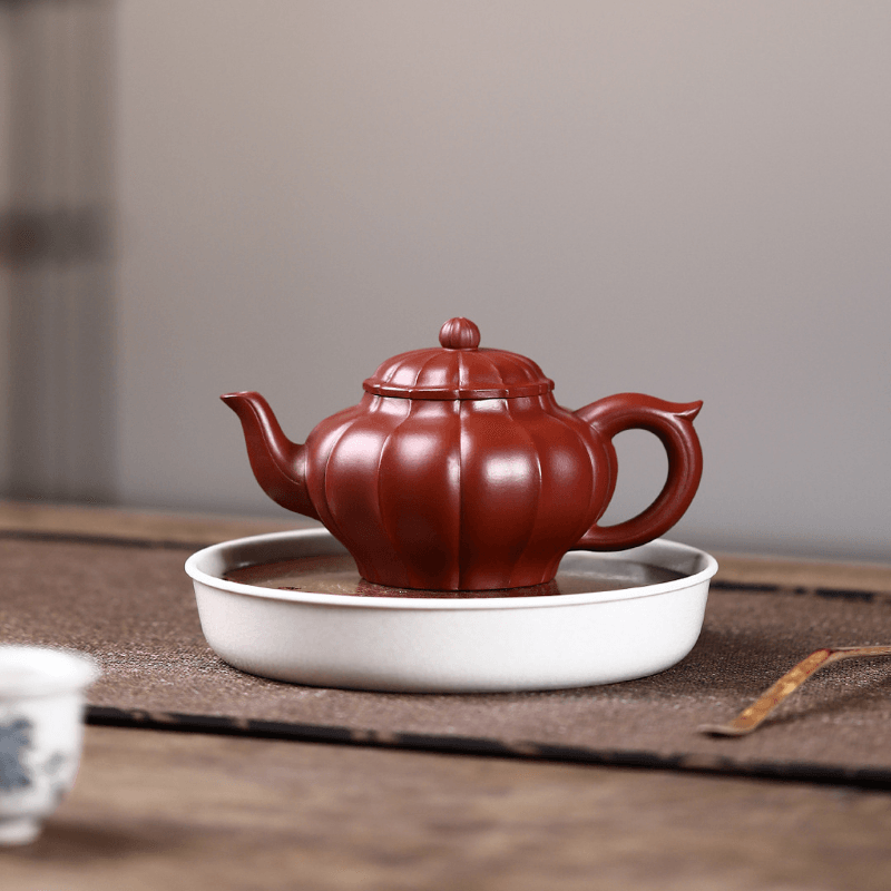 Yixing Zisha Teapot [Ribbed Xiao Ying] (Dahongpao - 200ml) - YIQIN TEA HOUSE | yiqinteahouse.com | 200-300ml, new arrival, teapot, teaware, zisha teapot