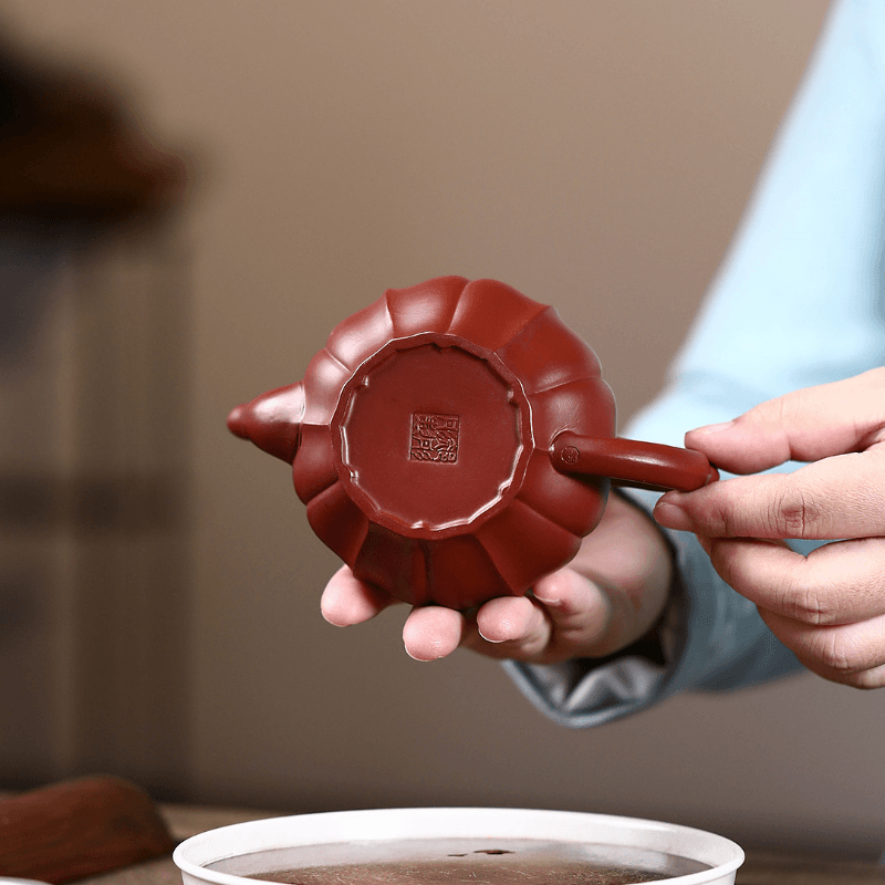 Yixing Zisha Teapot [Ribbed Xiao Ying] (Dahongpao - 200ml) - YIQIN TEA HOUSE | yiqinteahouse.com | 200-300ml, new arrival, teapot, teaware, zisha teapot