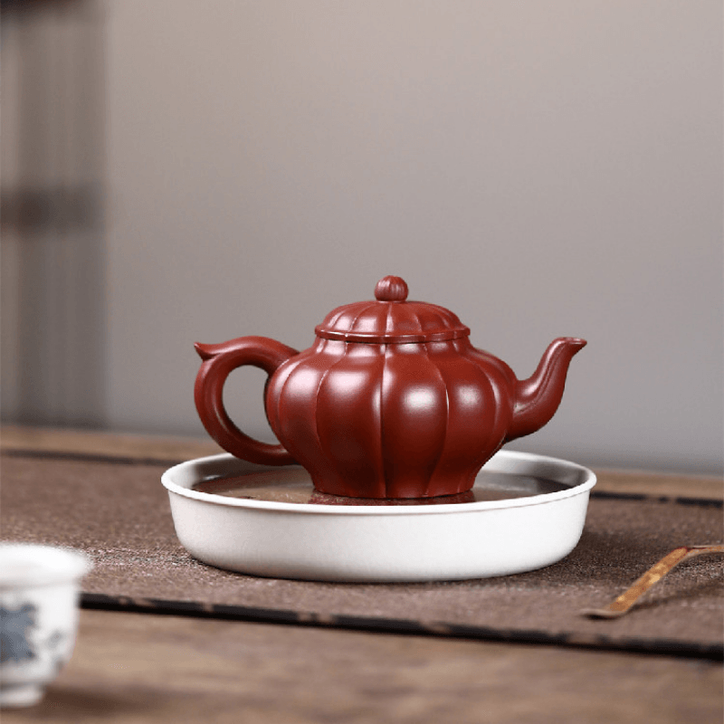 Yixing Zisha Teapot [Ribbed Xiao Ying] (Dahongpao - 200ml) - YIQIN TEA HOUSE | yiqinteahouse.com | 200-300ml, new arrival, teapot, teaware, zisha teapot