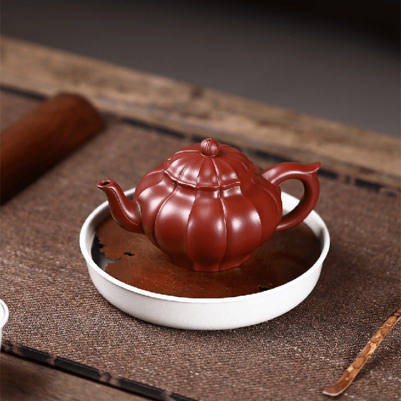 Yixing Zisha Teapot [Ribbed Xiao Ying] (Dahongpao - 200ml) - YIQIN TEA HOUSE | yiqinteahouse.com | 200-300ml, new arrival, teapot, teaware, zisha teapot