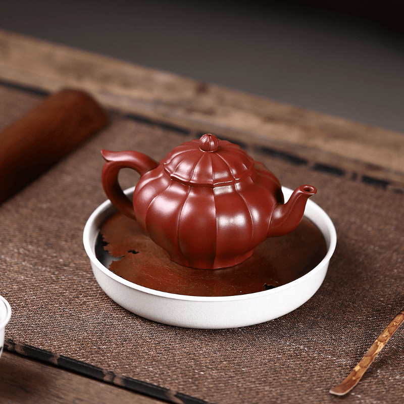 Yixing Zisha Teapot [Ribbed Xiao Ying] (Dahongpao - 200ml) - YIQIN TEA HOUSE | yiqinteahouse.com | 200-300ml, new arrival, teapot, teaware, zisha teapot