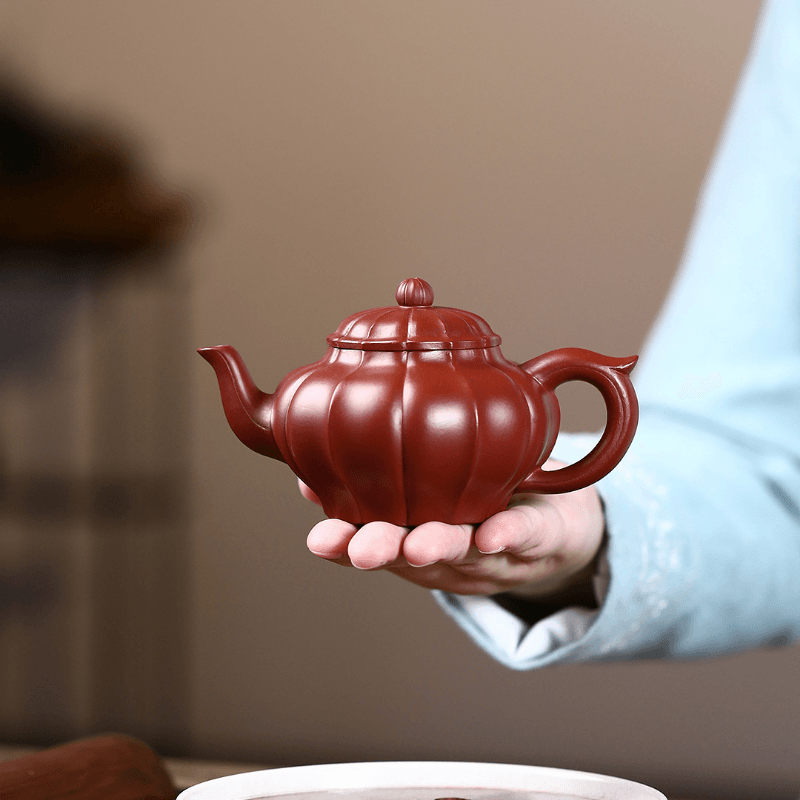 Yixing Zisha Teapot [Ribbed Xiao Ying] (Dahongpao - 200ml) - YIQIN TEA HOUSE | yiqinteahouse.com | 200-300ml, new arrival, teapot, teaware, zisha teapot