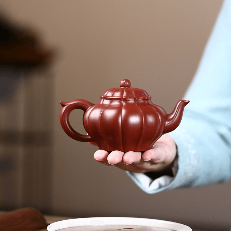 Yixing Zisha Teapot [Ribbed Xiao Ying] (Dahongpao - 200ml) - YIQIN TEA HOUSE | yiqinteahouse.com | 200-300ml, new arrival, teapot, teaware, zisha teapot