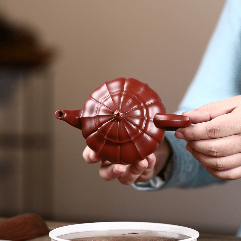 Yixing Zisha Teapot [Ribbed Xiao Ying] (Dahongpao - 200ml) - YIQIN TEA HOUSE | yiqinteahouse.com | 200-300ml, new arrival, teapot, teaware, zisha teapot