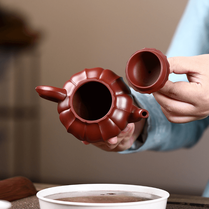 Yixing Zisha Teapot [Ribbed Xiao Ying] (Dahongpao - 200ml) - YIQIN TEA HOUSE | yiqinteahouse.com | 200-300ml, new arrival, teapot, teaware, zisha teapot