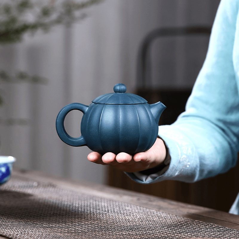 Yixing Zisha Teapot [Ribbed Xishi] (Tian Qing Ni - 280ml) - YIQIN TEA HOUSE | yiqinteahouse.com | 200-300ml, new arrival, teapot, teaware, zisha teapot