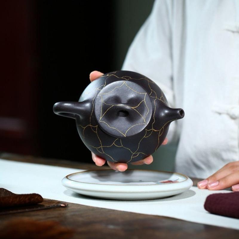 Yixing Zisha Teapot [Ruyi Gold Shi Piao] (Hei Jin Sha - 320ml) - YIQIN TEA HOUSE | yiqinteahouse.com | >300ml, teapot, teaware, zisha teapot