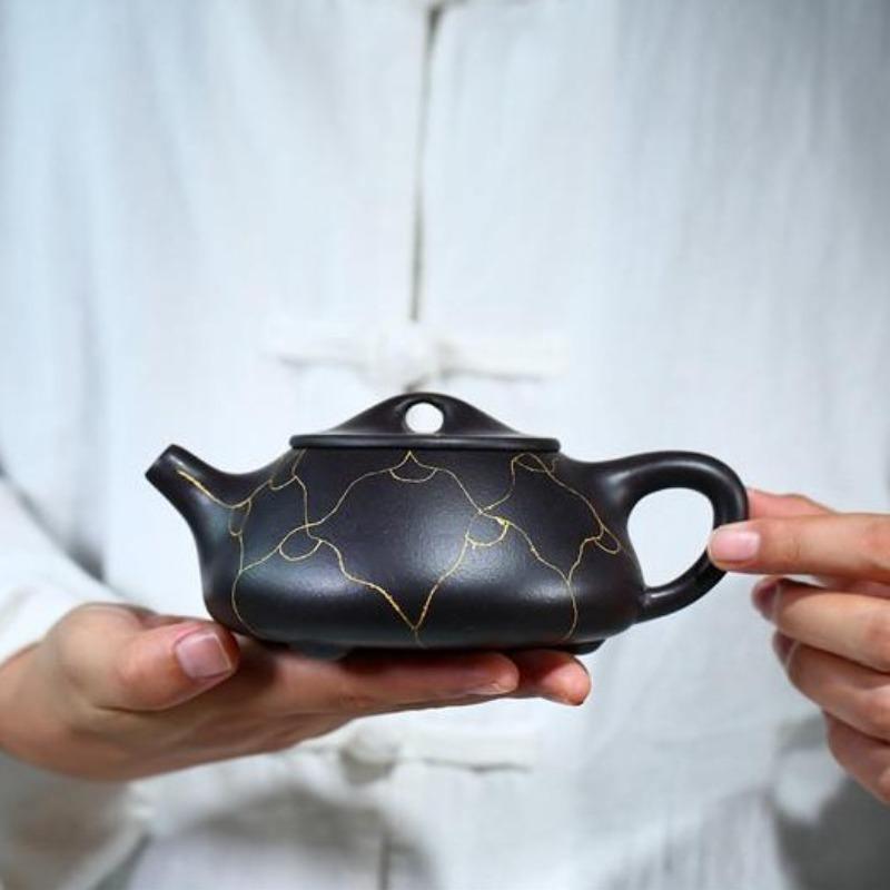 Yixing Zisha Teapot [Ruyi Gold Shi Piao] (Hei Jin Sha - 320ml) - YIQIN TEA HOUSE | yiqinteahouse.com | >300ml, teapot, teaware, zisha teapot