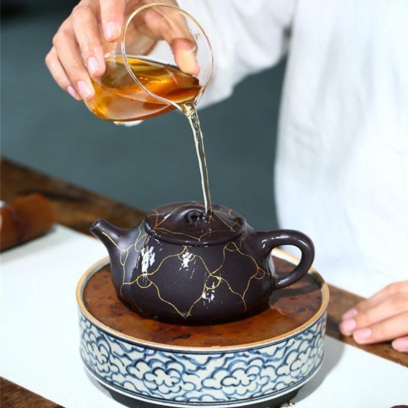 Yixing Zisha Teapot [Ruyi Gold Shi Piao] (Hei Jin Sha - 320ml) - YIQIN TEA HOUSE | yiqinteahouse.com | >300ml, teapot, teaware, zisha teapot