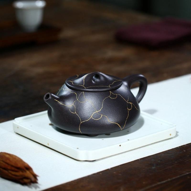 Yixing Zisha Teapot [Ruyi Gold Shi Piao] (Hei Jin Sha - 320ml) - YIQIN TEA HOUSE | yiqinteahouse.com | >300ml, teapot, teaware, zisha teapot