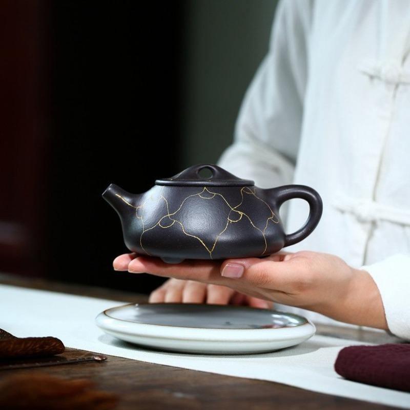 Yixing Zisha Teapot [Ruyi Gold Shi Piao] (Hei Jin Sha - 320ml) - YIQIN TEA HOUSE | yiqinteahouse.com | >300ml, teapot, teaware, zisha teapot