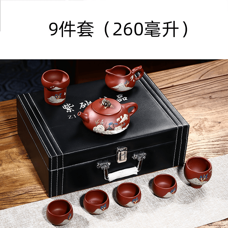 Yixing Zisha Teapot Set [Beautiful River & Mountain] (Dahongpao 260ml) - YIQIN TEA HOUSE | yiqinteahouse.com | new arrival, teapot, teaware, teaware set, zisha teapot