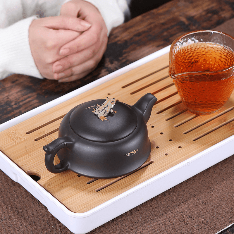 Yixing Zisha Teapot Set [Lotus Pond Moonlight] (Hei Zhu Ni - 260ml) - YIQIN TEA HOUSE | yiqinteahouse.com | 200-300ml, teapot, teaware, teaware set, zisha teapot