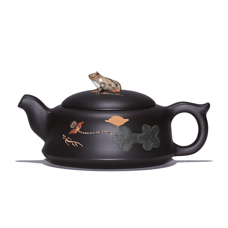 Yixing Zisha Teapot Set [Lotus Pond Moonlight] (Hei Zhu Ni - 260ml) - YIQIN TEA HOUSE | yiqinteahouse.com | 200-300ml, teapot, teaware, teaware set, zisha teapot