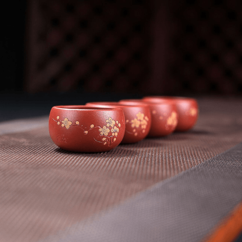 Yixing Zisha Teapot Set [Plum Blossom Shi Piao] (Dahongpao - 230ml) - YIQIN TEA HOUSE | yiqinteahouse.com | 200-300ml, teapot, teaware, teaware set, zisha teapot