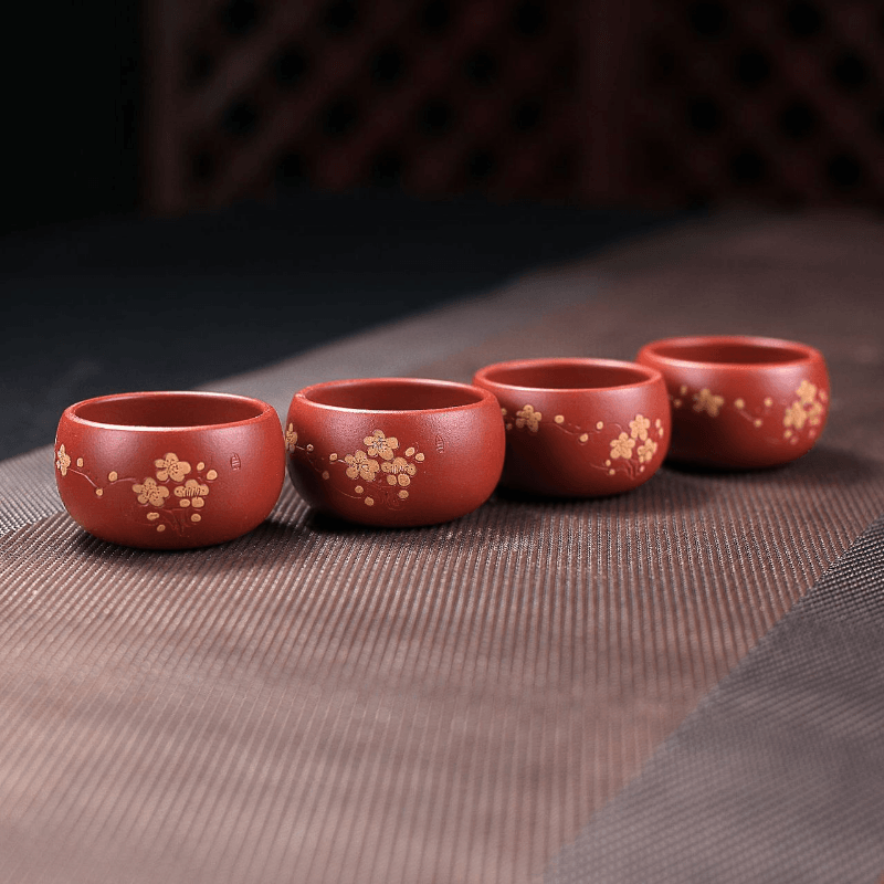 Yixing Zisha Teapot Set [Plum Blossom Shi Piao] (Dahongpao - 230ml) - YIQIN TEA HOUSE | yiqinteahouse.com | 200-300ml, teapot, teaware, teaware set, zisha teapot