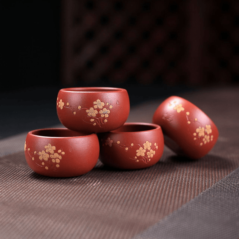 Yixing Zisha Teapot Set [Plum Blossom Shi Piao] (Dahongpao - 230ml) - YIQIN TEA HOUSE | yiqinteahouse.com | 200-300ml, teapot, teaware, teaware set, zisha teapot