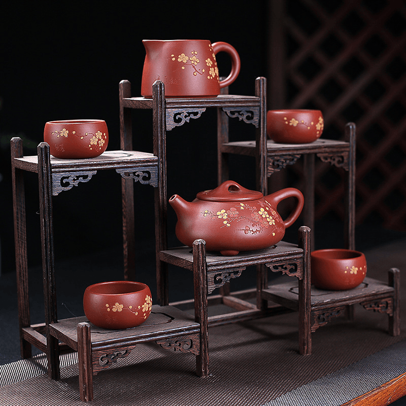 Yixing Zisha Teapot Set [Plum Blossom Shi Piao] (Dahongpao - 230ml) - YIQIN TEA HOUSE | yiqinteahouse.com | 200-300ml, teapot, teaware, teaware set, zisha teapot