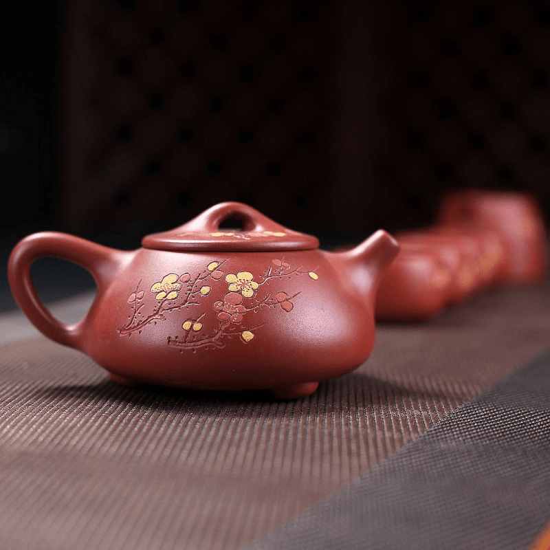 Yixing Zisha Teapot Set [Plum Blossom Shi Piao] (Dahongpao - 230ml) - YIQIN TEA HOUSE | yiqinteahouse.com | 200-300ml, teapot, teaware, teaware set, zisha teapot