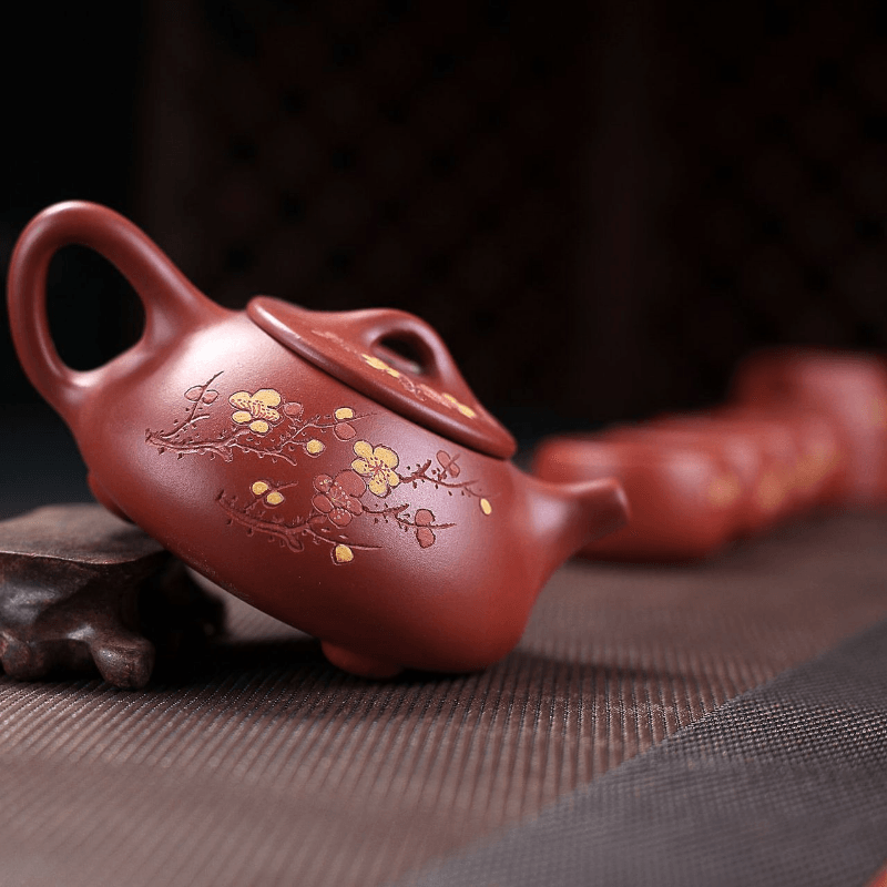 Yixing Zisha Teapot Set [Plum Blossom Shi Piao] (Dahongpao - 230ml) - YIQIN TEA HOUSE | yiqinteahouse.com | 200-300ml, teapot, teaware, teaware set, zisha teapot