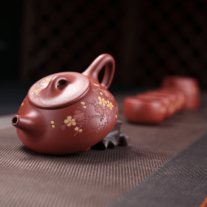 Yixing Zisha Teapot Set [Plum Blossom Shi Piao] (Dahongpao - 230ml) - YIQIN TEA HOUSE | yiqinteahouse.com | 200-300ml, teapot, teaware, teaware set, zisha teapot