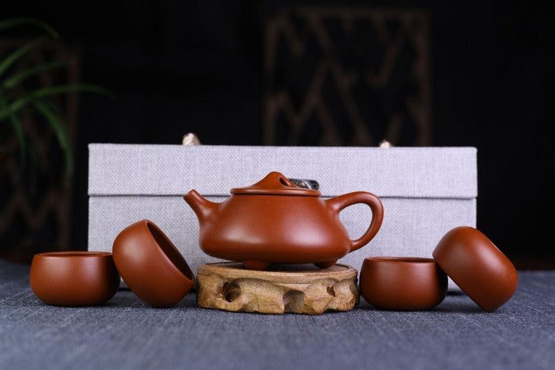 Yixing Purple Clay Teapot [Shi Piao] Set | 宜兴紫砂壶 原矿大红袍 [石瓢] 茶壶套装 - YIQIN TEA HOUSE 一沁茶舍  |  yiqinteahouse.com