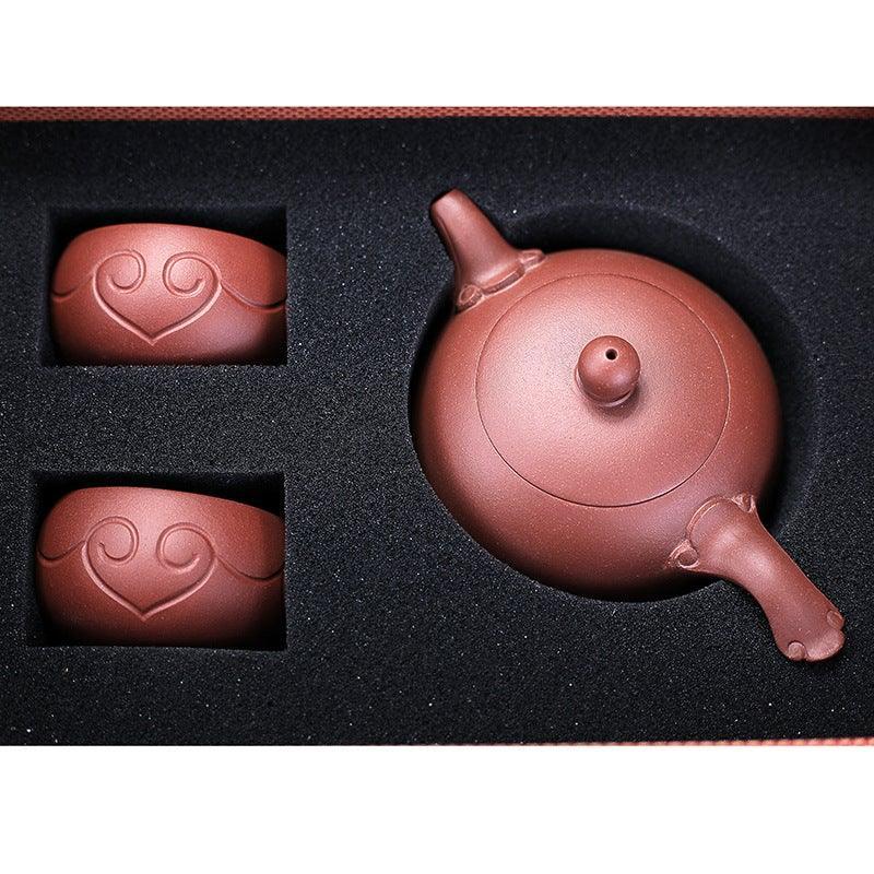 Yixing Zisha Teapot Set [Wishful Xishi] (Zi Ni - 240ml) - YIQIN TEA HOUSE | yiqinteahouse.com | 200-300ml, teapot, teaware, teaware set, zisha teapot